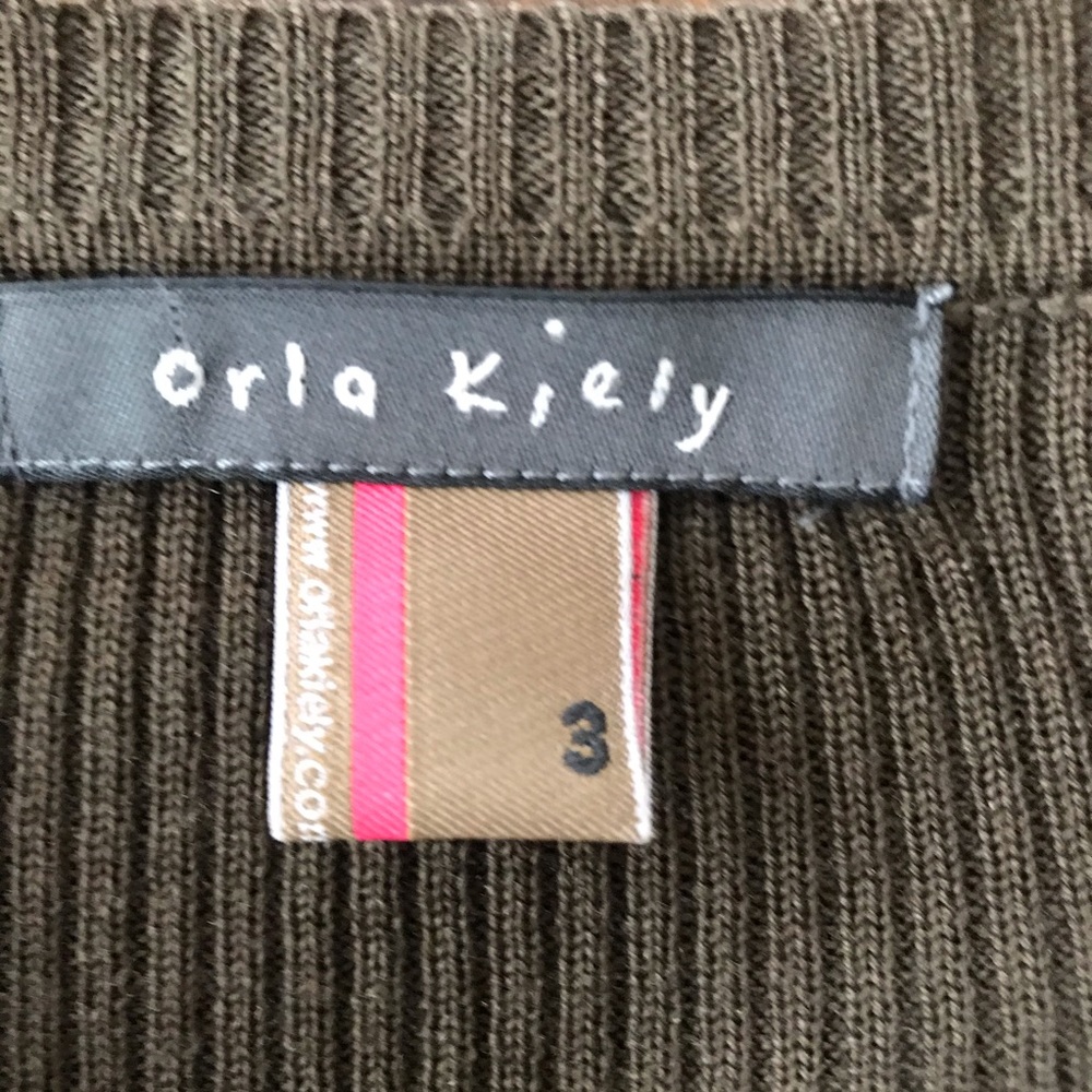 Orla Kiely Long Wool Brown Cardigan Patterned Cuff - Picture 9 of 12